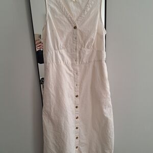 Pact Cream Button-Down Midi Dress